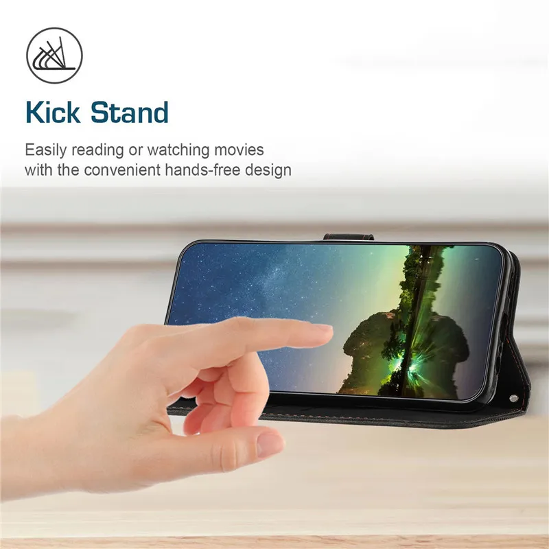 Magnetic Leather Wallet Flip Cover Case - Phone Protective Bag