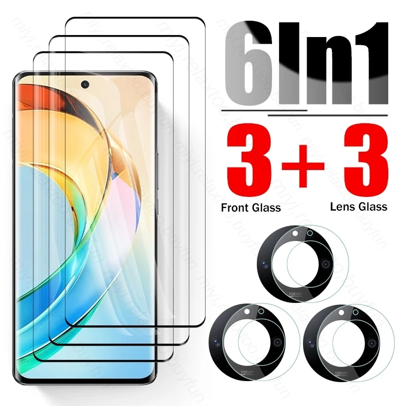 

6In1 Camera Lens Protective Glass For Honor X9b 5G 9D Curved Edge Screen Protector Cover Film HonorX9b Honar Honer X9b X 9b X9 b