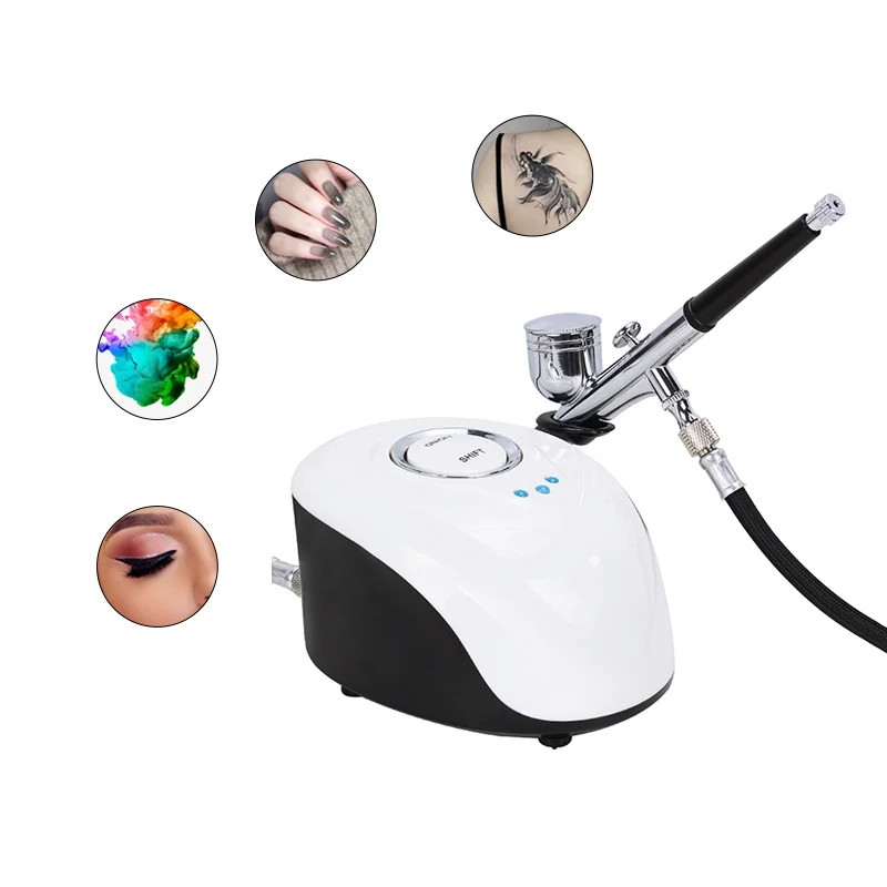 Airbrush Gun With Compressor Facial Cleansing Firming Skin Nail Art Oxygen Cake Art Spray Painting Lift Skin Fight Wrinkle