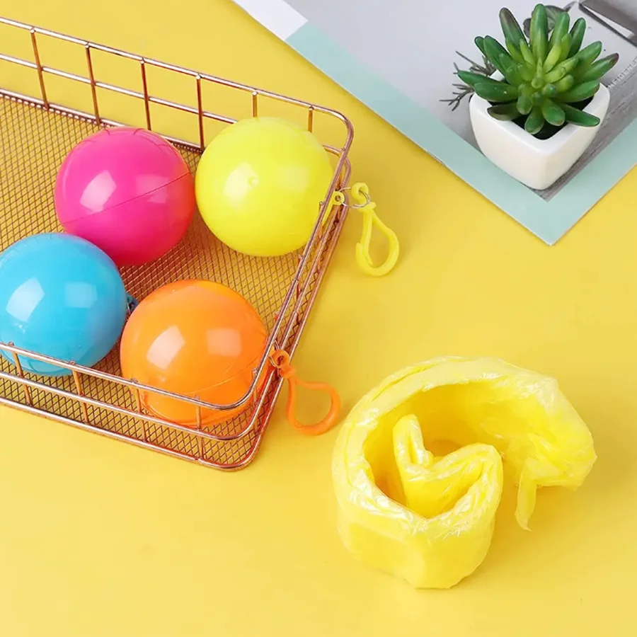 Raincoat Ball Disposable Rain Cover for Adults Waterproof Keyring Ball Hook Outdoor Emergency raincoat poncho