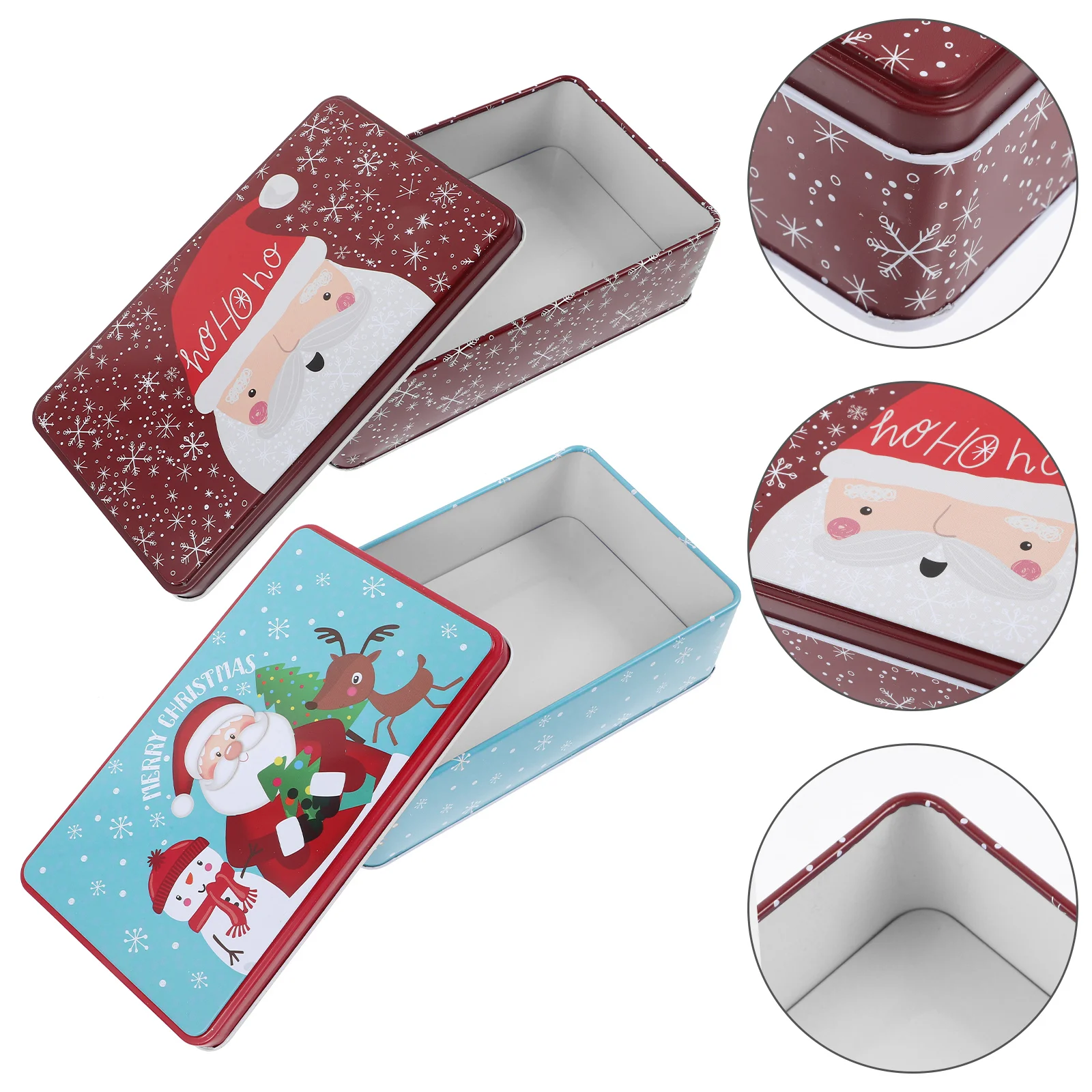

2 Pcs Christmas Gift Tin Box Candy Jar Container with Lid Cookie Containers Tea