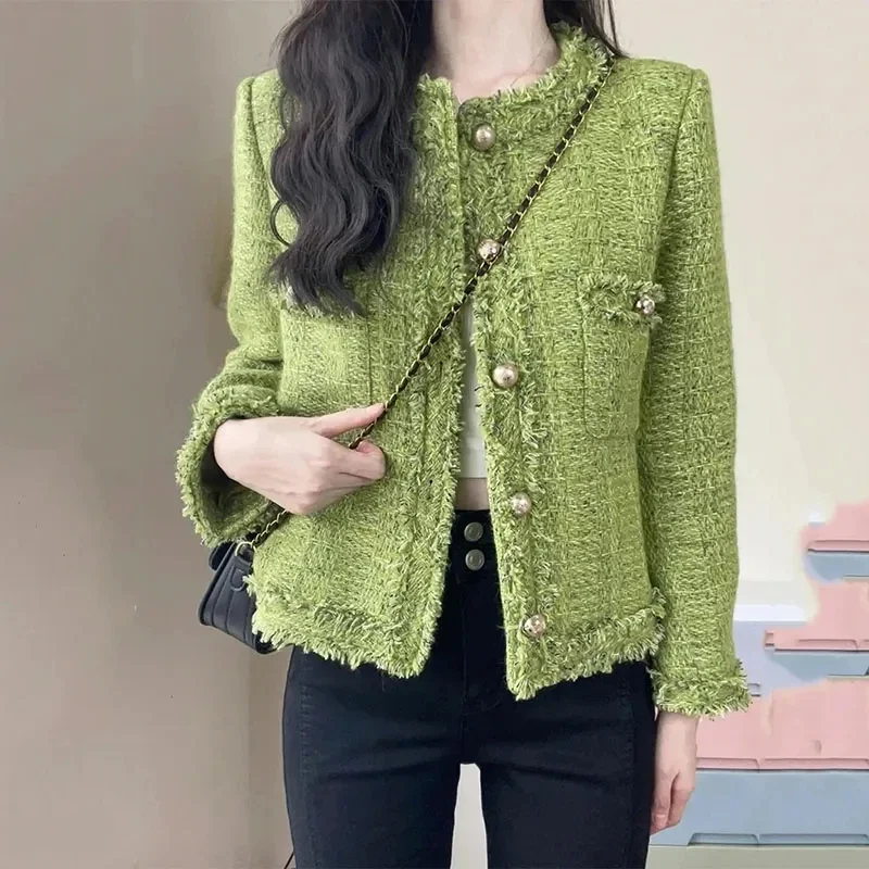 Getadme-French Vintage Small Fragrant Short Jackets For Women 2024 Autumn Winter Elegant Fashion Tweed Coats Casual Outerwears Chaquetas