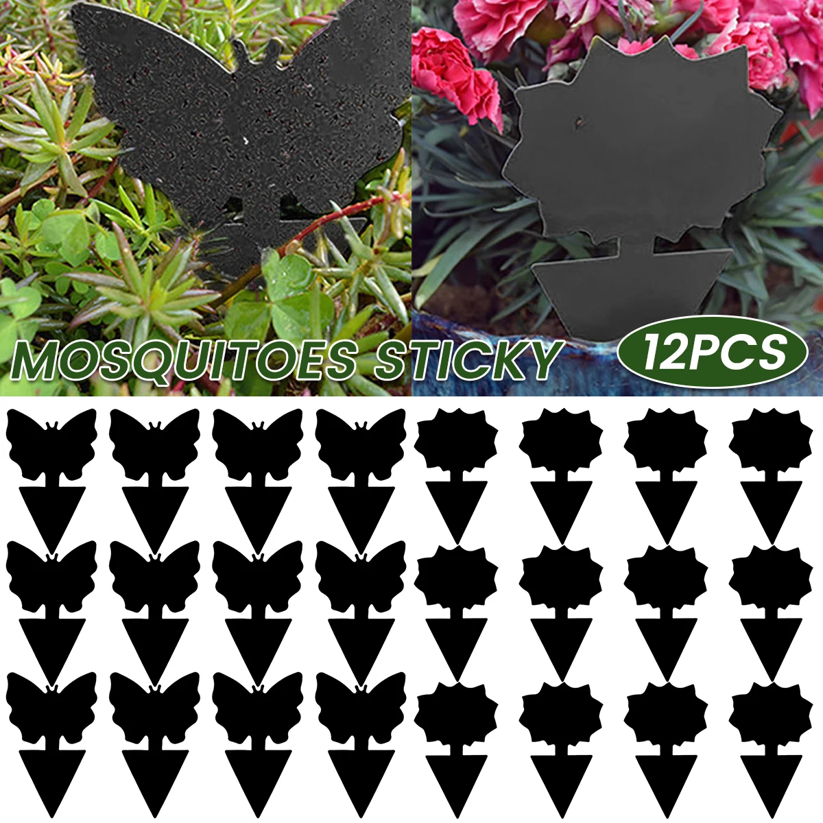 12pcs Strong Sticky Fly Pest Traps Bugs Outdoor Plant Insect Catcher Dual-Sided Sticky Board Pest Control Catcher for Garden Hot