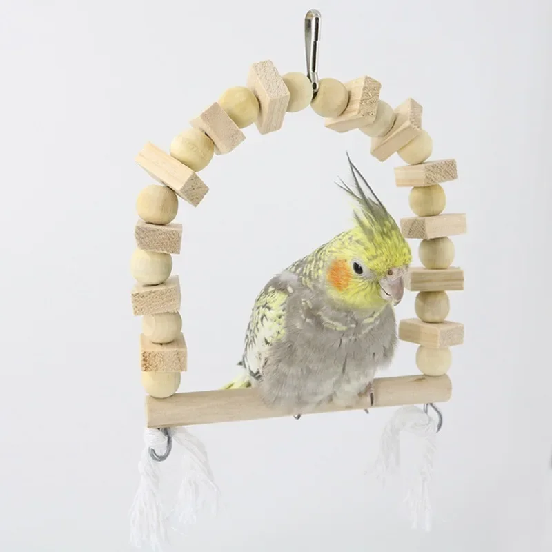 Parrot Toy Bird Toy Bird Swing Toy Bird Swing Wooden Parrot Swing Toy Bird Cage Stand Hanging Chewing Toys Training Toy For Parakeet Budgie Parrot