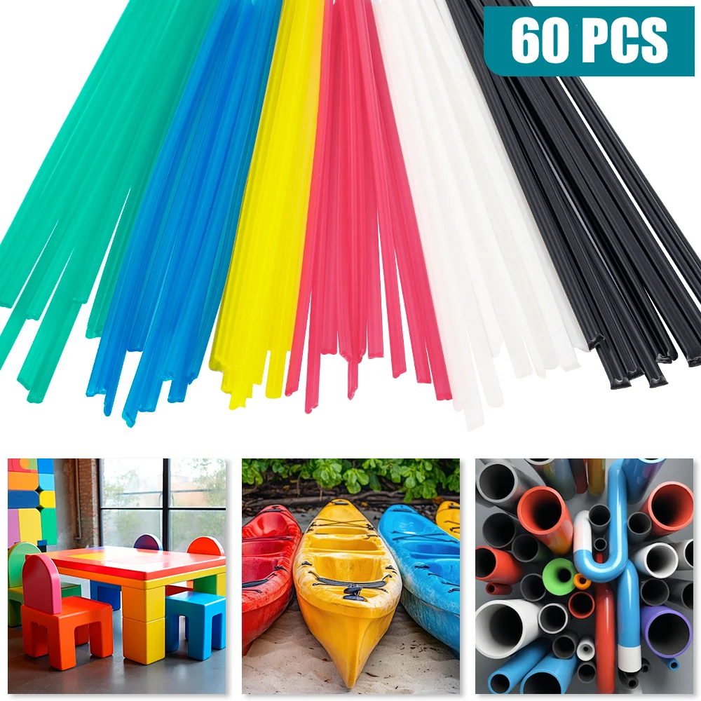 Plastic Welding Rods Colorful PP Welding Sticks DIY 20cm 5x2mm for Plastic Welder Guns Car Bumper Repair Supplies 60PCS
