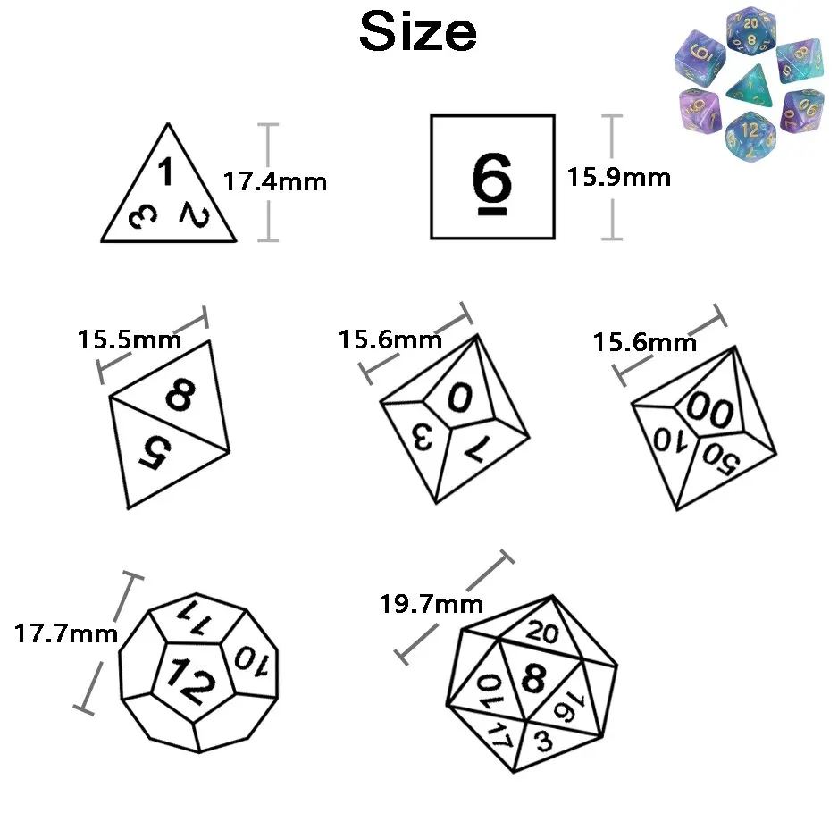 Dice Set Board Games Roll Dice Galaxy Theme Polyhedral Set Amazing Colourful Universe Effect For DND Accessories dice set