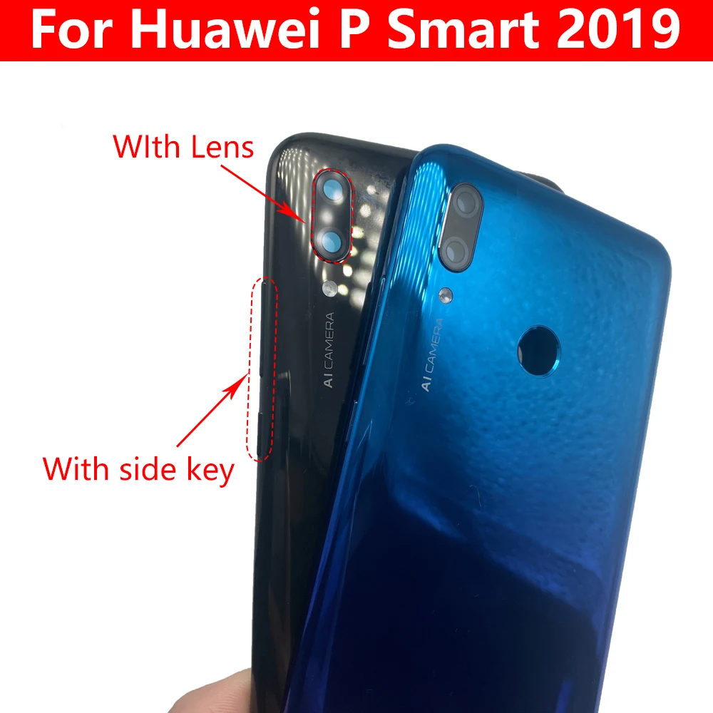 5.71 "Huawei Y5 2019 için arka pil kapağı konut cam arka kapı kasa kamera  Lens ile Huawei Y6 2019 Camera 2019 Y6P P akıllı - AliExpress