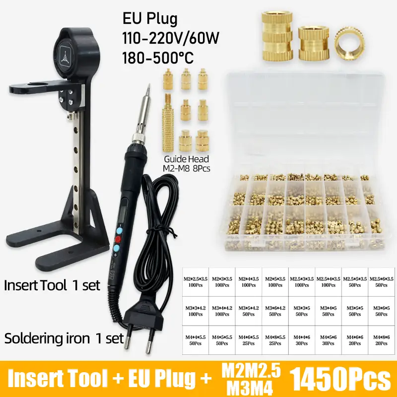 Heat Set Insert Press Tool Electric Soldering Iron Tip M2 M3 M4 M5 M6 M8 Thread Brass Inserts Nut Embedded Kit for 3d Printing image 9