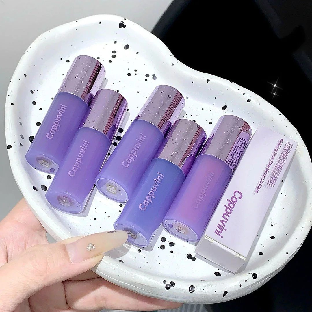 Dark Mulberry Lip Gloss Sexy Purple Red Mirror Water Lip Glaze Clear Moisturizing Jelly Lasting No Sticky Liquid Lipstick Oil 6