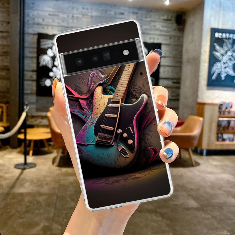 Guitar Music Art Shockproof Transparent Phone Case Cover