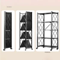 Nordic Iron Kitchen Cabinet Rack Floor-standing Multi-layer Microwave Oven Storage Racks Home Furniture Foldable Storage Shelf 1