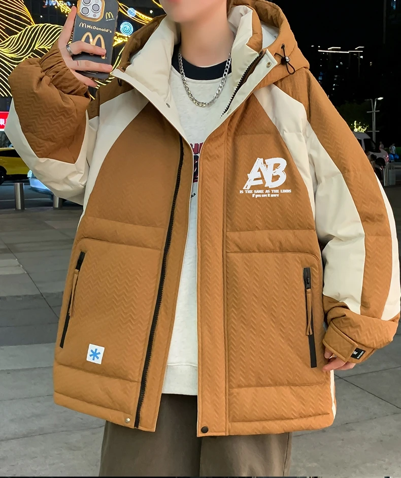 Mode Herren warme Kapuze 90 % weiße Ente Daunenjacke 2025 Winter Jugend Streetwear winddicht Puffer Mantel Outdoor dick gepolstertes Top – Detail 8