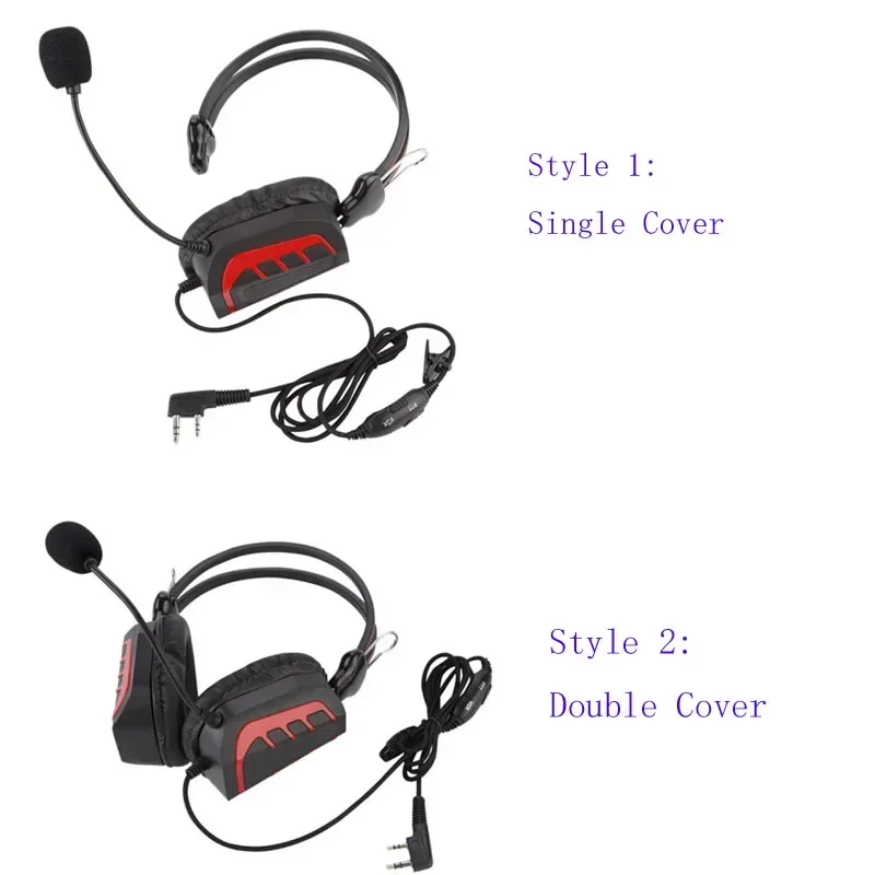 

New K-Plug Over Head Single / Double Cover Aviation Headphone Headset Volume Control PTT Mic Speaker for Kenwood Baofeng Radio