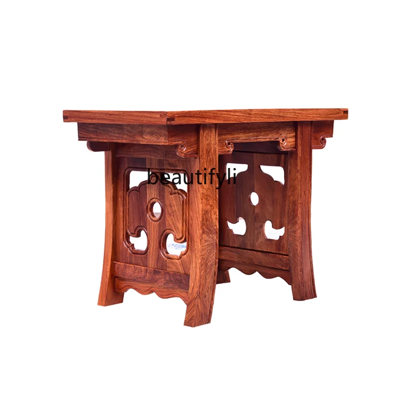 

Hedgehog Rosewood Small Square Stool Chinese Antique Rosewood Solid Wood Square Stool Home Shoe Changing Stool Bench