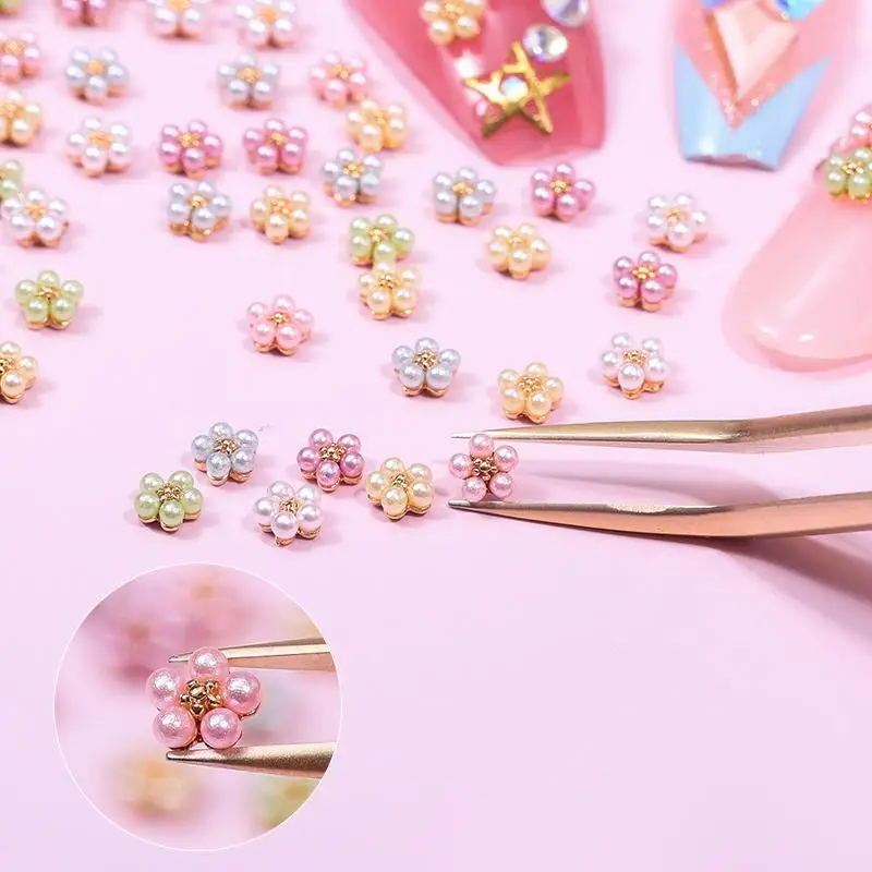 10pcs/set Gold Plated Mini Nail Beads Charms for DIY Nail Art