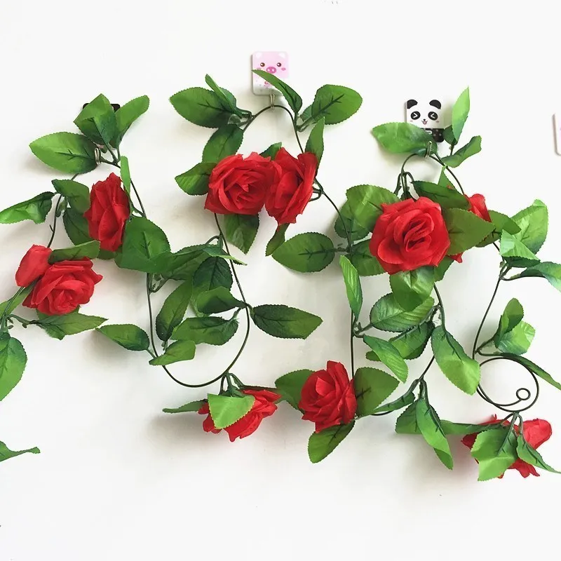

Silk Roses Flower Vine Diy Gifts Wedding Arrangement Christmas Decor for Home Fake Floristics Plastic Artificial Flowers Rattan