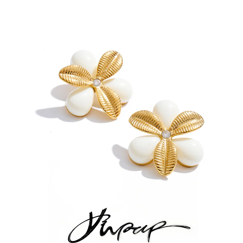 Yhpup Earrings Stud Resin Flower