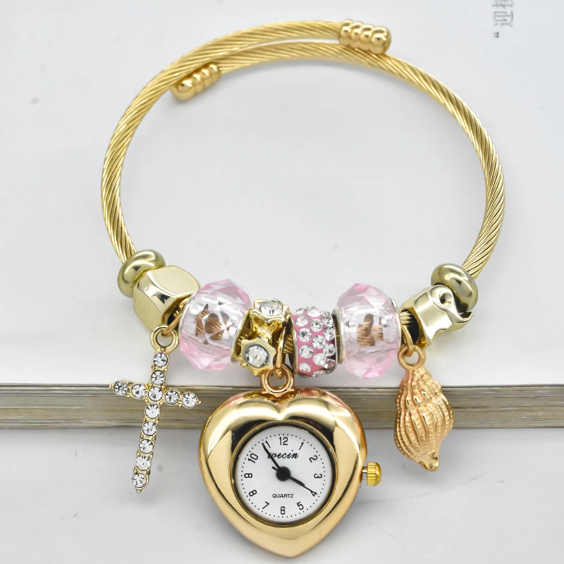 Fashion Women's Bracelet Watch Love Casual Elegance With Stylish Embellishments Of Refined Round Quartz Watch 4