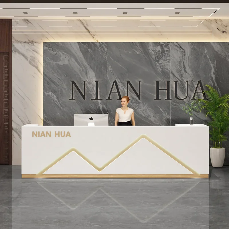 Pink LED Reception Desk Cashier Restaurants Hotel Kindergarten Pet Shop Front Desk Beauty Salon Office For Sale