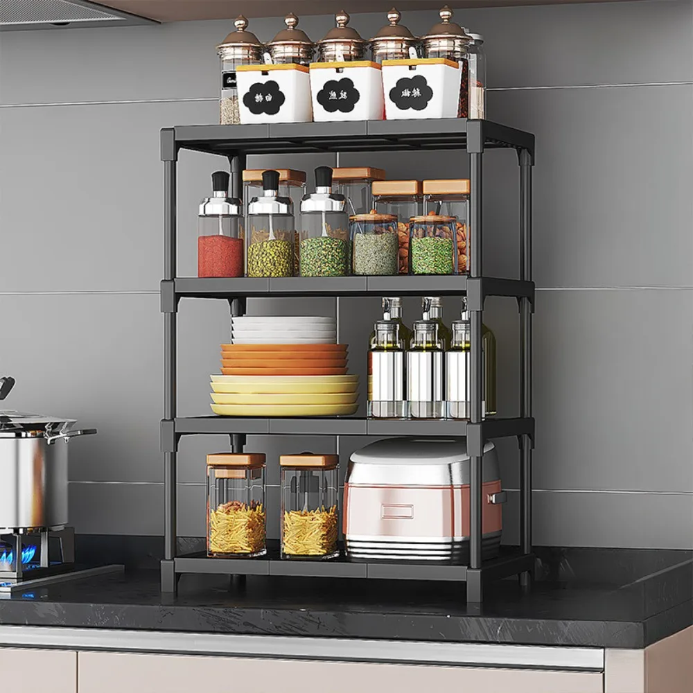 Kitchen Organizer Rack Multifunctional Oven Microwave Pot Storage Shelf Seasoning Chopstick Shelf 4-Layer Bathroom Storage Rack