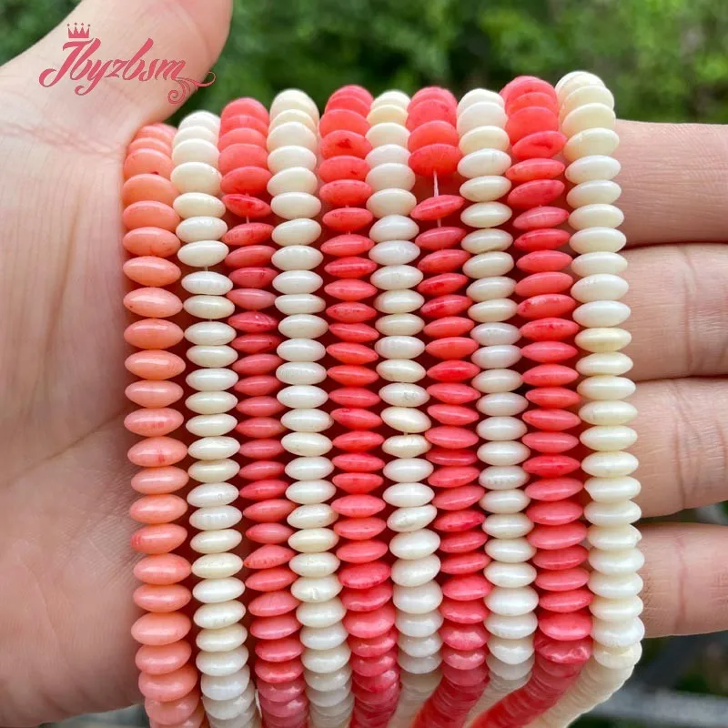 

3x7mm Smooth Rondelle Coral Loose Natural Stone Beads For DIY Necklace Bracelets Earring Jewelry Making Strand 15" Free Shipping