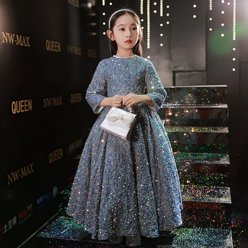 Winter Girls First Communion Dress Children Pageant Ball Gown Girl