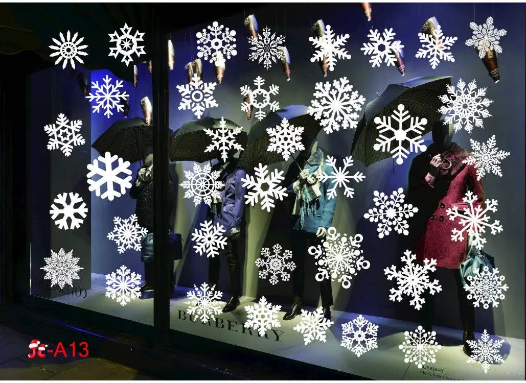 Festive Holiday Wall & Window Sticker Ornaments with Garland Accents