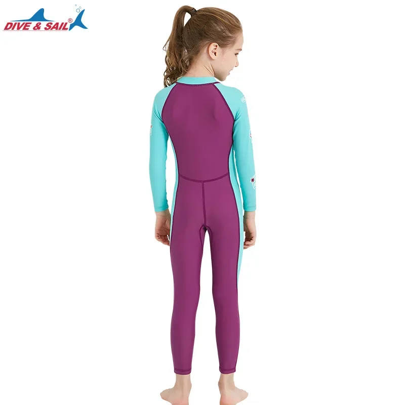 UPF50+ Children Diving Suit Kids Long-sleeve Spandex Anti-UV Thin Style Boys Girls Surfing Jumpsuit Swimwear Wetsuit Kayak 5