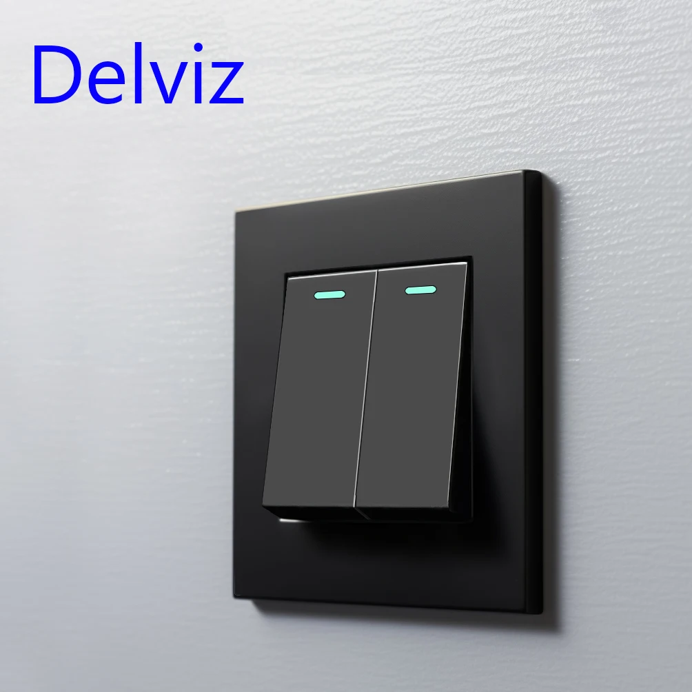 Delviz 1 Gang 2 Way Lamp Switch, No logo PC panel,AC 110V~250V, Plastic Recessed Power controller, 16A Button Wall light ​switch