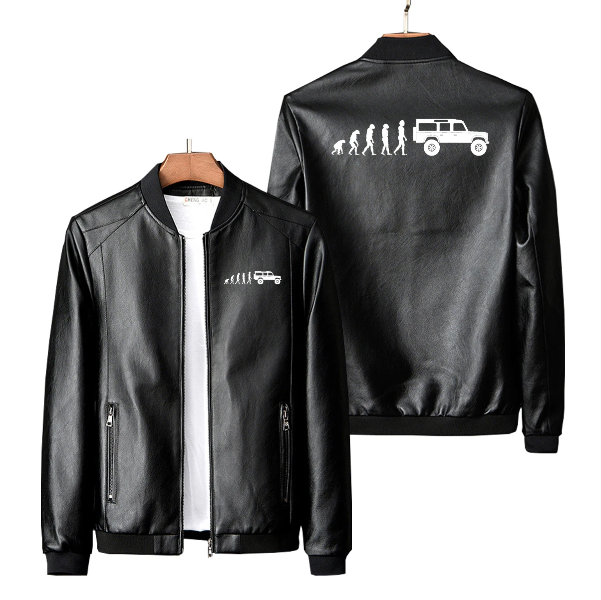 

Offroad Evolution of man to 4x4 Classic Designed PU Leather Jackets Men Slim Leather Jacket Motorcycle Casual Coat