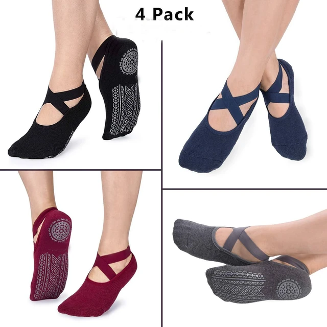 Yoga Socks for Women Non-Slip Grips Bandage Cotton Sock Ideal Five