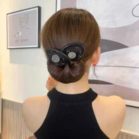 Magique torsadé cheveux Style bandeau femmes Net fil arc noir beignets bourgeon bandeau bandeau mode coréenne Simple cheveux accessoires 2