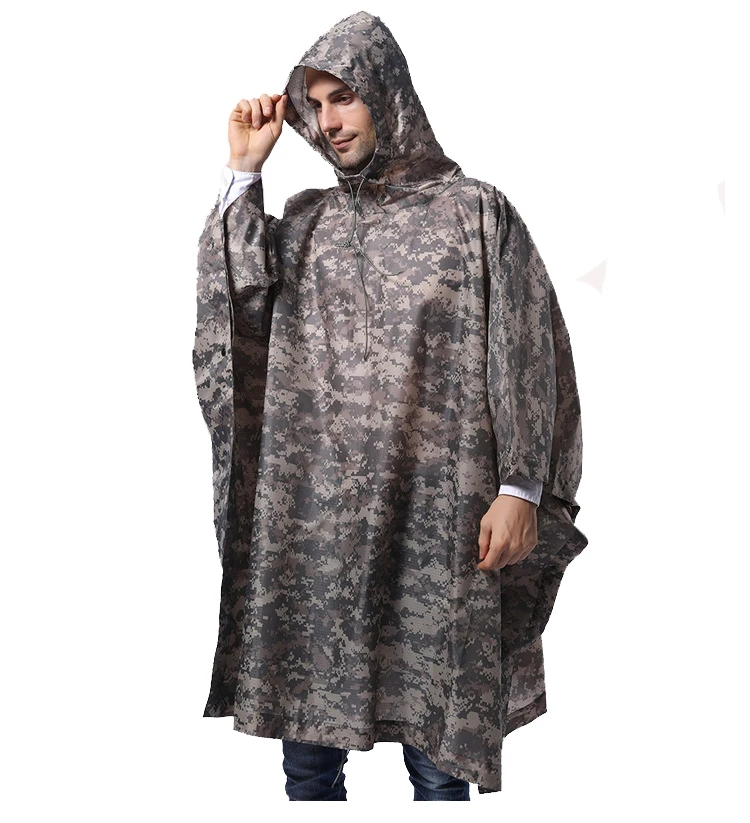 Three-in-one Camouflage Poncho, Mountaineering, Multi-functional, Thin, Waterproof Canopy, Environmental Protection Raincoat