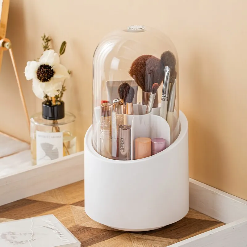 Gwong 1Pcs Makeup Brush Holder Dust-proof Rotating Plastic