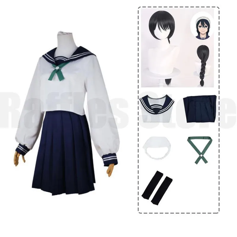 

Anime Jujutsu Kaisen Riko Amanai Cosplay Riko Costume Wig Dress JK Sailor Skirt School Uniform Halloween Women Set For Girls