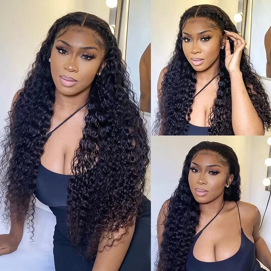 Pretty Diary HD 30 40 inch Deep Wave 13x4 Lace Front Human Hair Brazilian Loose Water Curly  Frontal Wig For Black Women 4