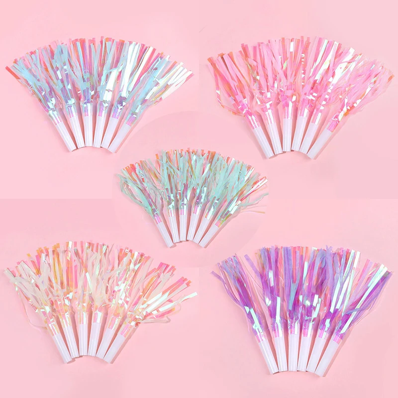 6Pcs Colorful Blowout Whistles Kids Birthday Party Favors Toy Christmas New Year Noise Maker Wedding Gift for Guests Cheer Props