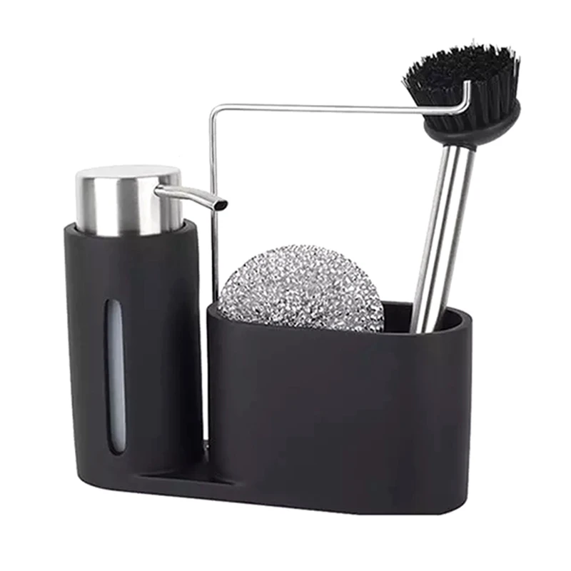 Sink Caddy Cleaning Kit Kitchen Caddy With Soap Dispenser Steel Ball