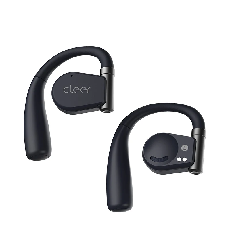 Cleer ARC II Music Open-Ended Headset Smart Wireless Bluetooth Headphone,  Not In-Ear IPX5 Earbuds, Rotatable Earhook, Blue/White