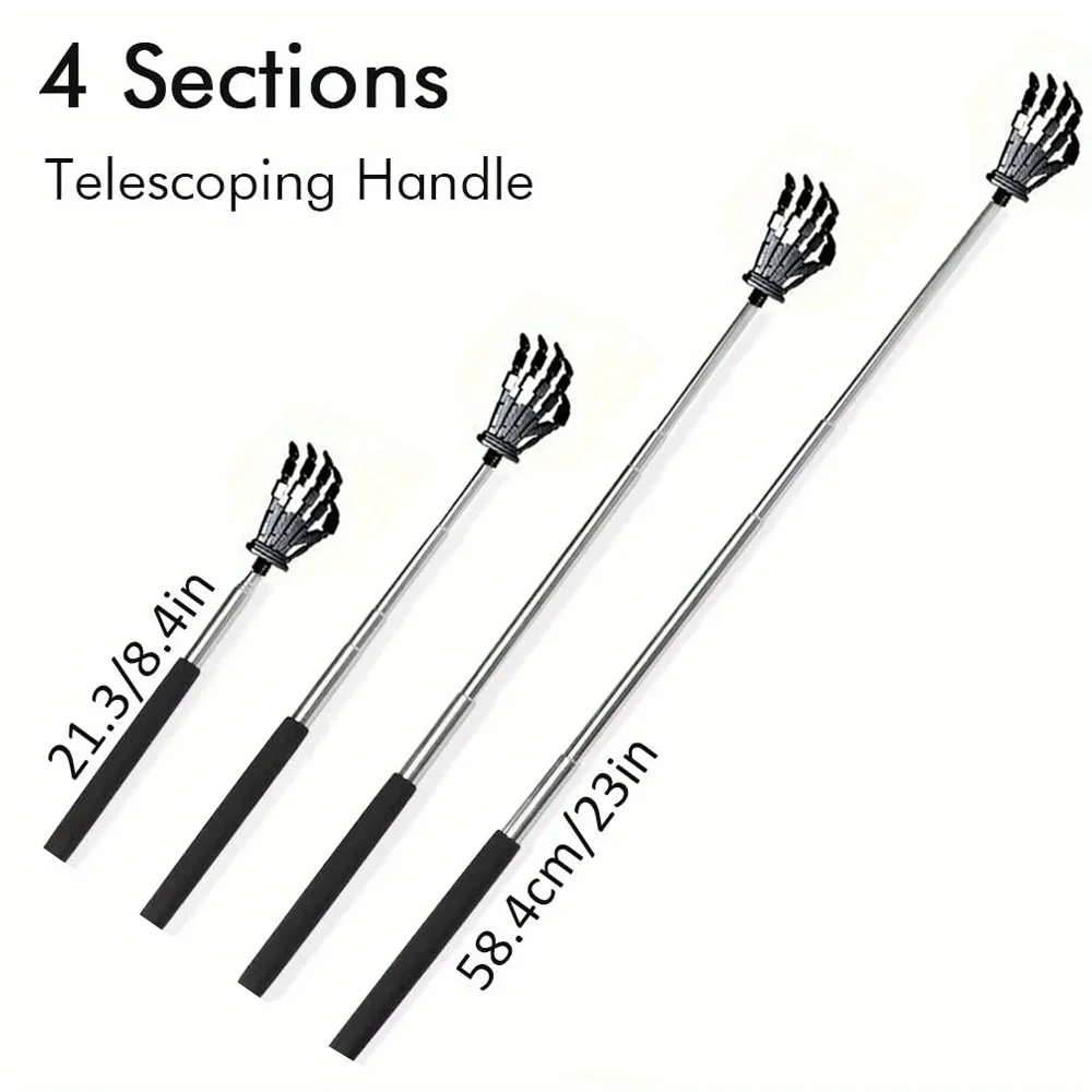 Extra-Long Telescopic Back Scratcher Stainless Steel Hand Massager with Non-Slip Rubber Grip Ideal for Hard-to-Reach Areas