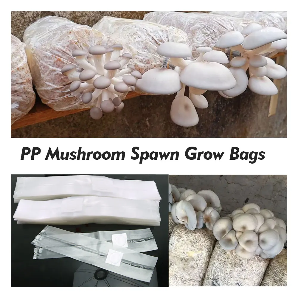 50/100PCS 0.2um Filter PP Mushroom Spawn Grow Bag 0.06mm Thickness Breathable High Temperature Polypropylene Bags Garden Planter 6