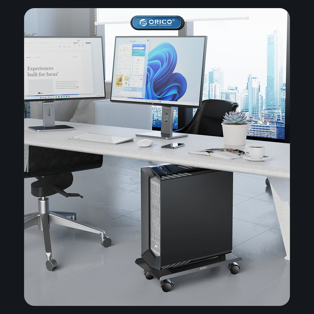 Orico-steel Mobile Cpu Stand Computer Tower Holder Carts Locking Rollingcaster Rodas para Piso Tapete Gaming pc Case - Imagem 4
