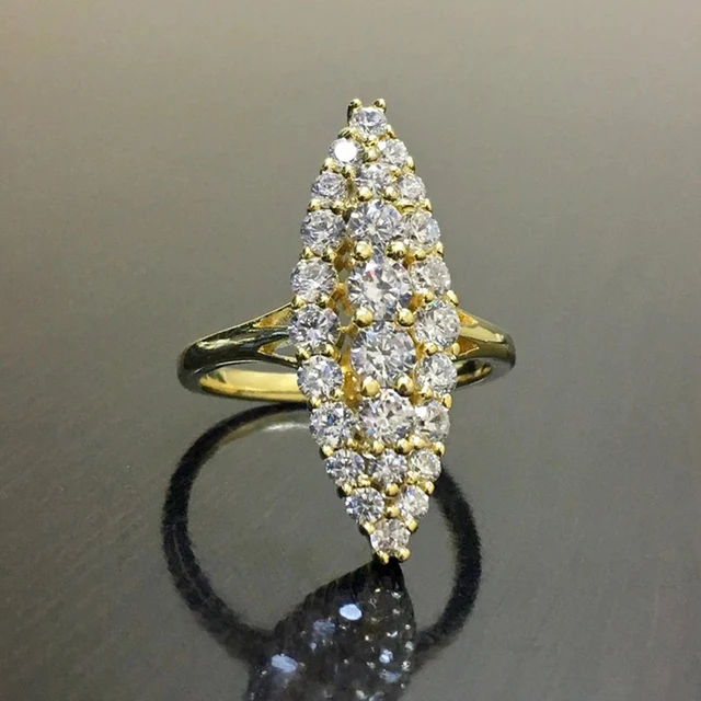 89997-1f25b5.jpg Huitan Hyperbole Marquise en forme de couleur or anneaux pour les femmes entièrement pavé éblouissant CZ nouveaux accessoires de bande de mariage à la mode bijoux