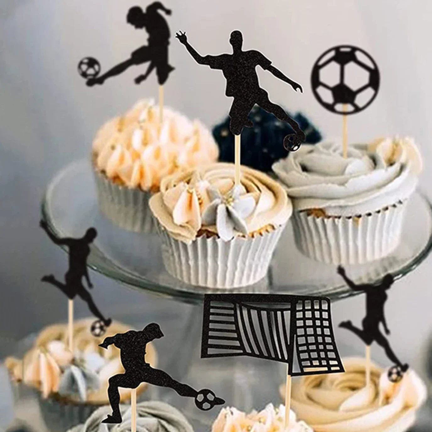 Basketball Football Theme Party Cupcake Topper Happy Birthday Cake Topper