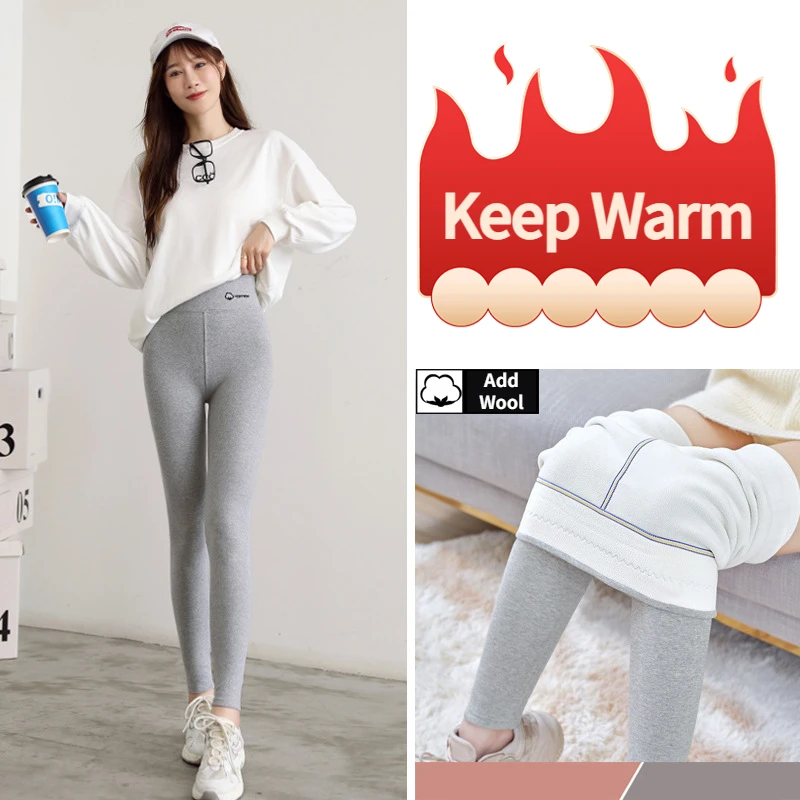 Winter Women Fleece Leggings Thermal Cotton Super Thick Velvet Pants High Rise Insulated Heating Trousers Outdoor Tight Panties