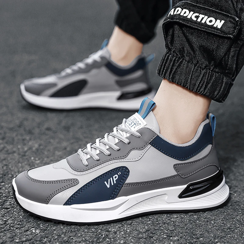 Leather shoes men sneakers canvas shoes Men's leather top casual sports forrest shoes Trend breathable canvas men flat shoes