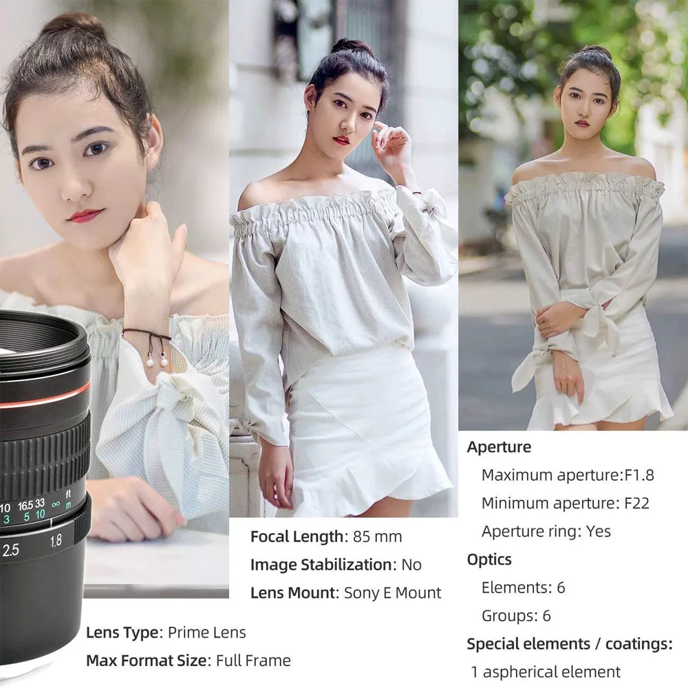 Lightdow 중간 망원 수동 초점 풀 프레임 인물 렌즈, 캐논 EOS Rebel T8i T7i T7 T6 T3i T2i 2000D 850D 용, 85mm F1.8