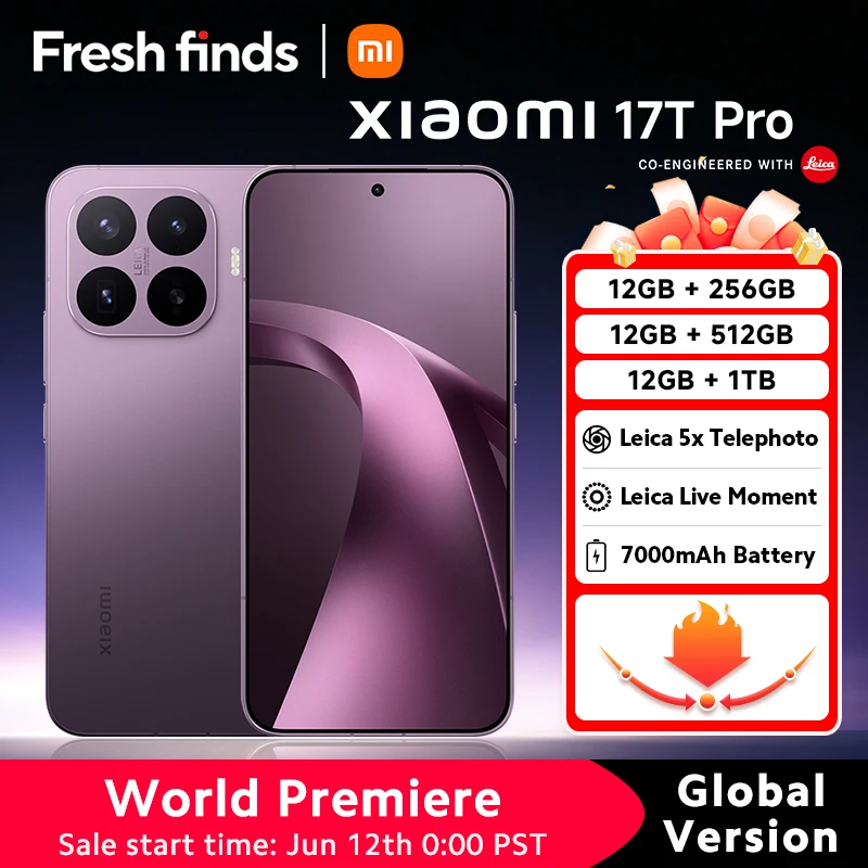 Globale Version Xiaomi 17T Pro Smartphone 12GB RAM 7000mAh Akku 100W HyperCharge 6,83 Zoll AMOLED-Display 1,5K MTK Dimensity 9500 - AliExpress 509