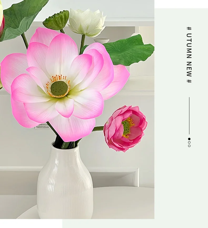80 cm künstliche Lotusblätter, künstliche Blumenornamente, Zuhause, Wohnzimmer, Blumenarrangement, Dekoration – Detail 6