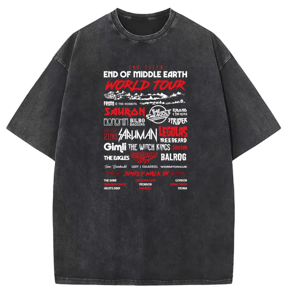 

The End Of Middle Earth Washed Tshirt 2023 New Black Cool T Shirt Prevailing Youth Sweatshirts Long Sleeve Street Sportswears